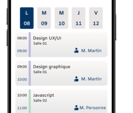 Campus Flow : Ecran de l'emploi du temps Campus Flow : Ecran de l'emploi du temps